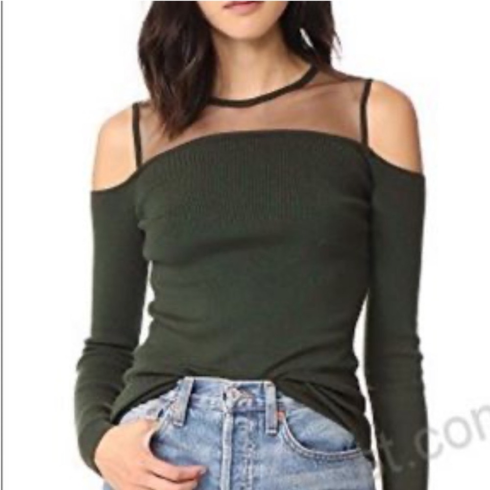 Bailey 44 Anthropologie 100% Merino Wool Mesh Green Long Sleeve Sweater Small